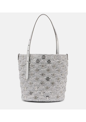 Rabanne Embellished lame raffia tote bag