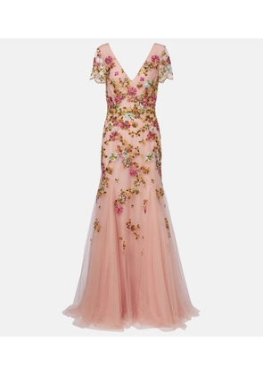 Costarellos Polina embroidered tulle gown
