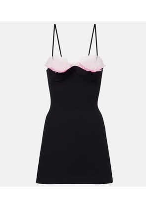 David Koma Feather-trimmed cady minidress