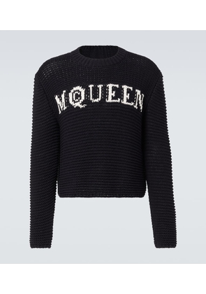 McQueen Logo cotton jacquard sweater