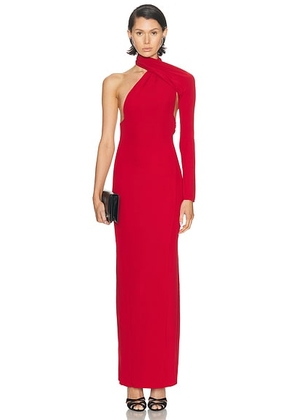 Courreges One Shoulder Long Dress in Ruby - Burgundy. Size L (also in M, XS).