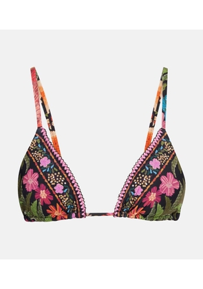 Farm Rio Stitched Garden Tapestry bikini top