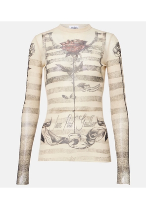 Jean Paul Gaultier Striped printed mesh top