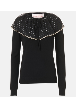 Valentino Tulle-trimmed wool sweater