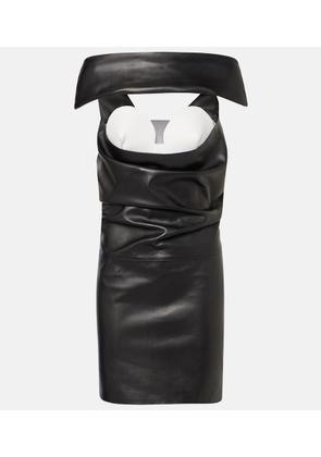 Jean Paul Gaultier Cutout draped leather cocktail dress