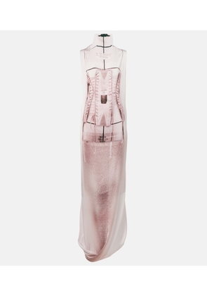 Jean Paul Gaultier Trompe l'oil draped satin maxi dress