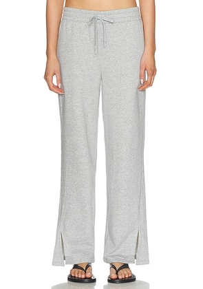 Beyond Yoga Luxefleece Tranquil Slit Wide Leg Pant in Light Heather Gray - Grey. Size L (also in XS, S, M).