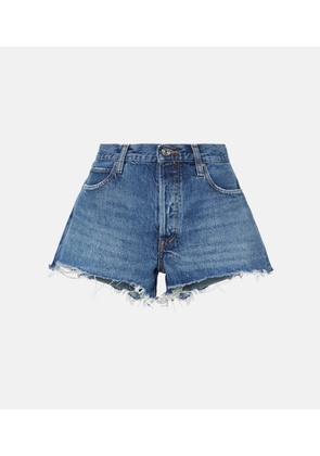 Frame The Hang frayed mid-rise denim shorts