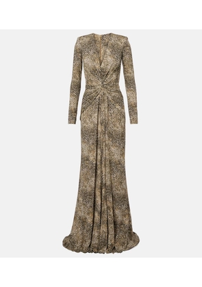 Elie Saab Animalier printed jersey gown