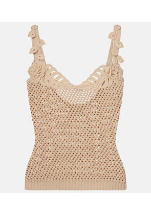 Elie Saab Crochet floral-applique cotton-blend top