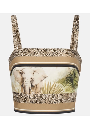 Elie Saab Printed cotton cropped top