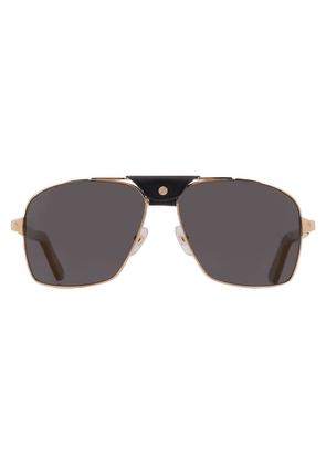 Cartier Santos de Cartier Polarized Grey Gold Mirror Flash Navigator Mens Sunglasses CT0389S 003 61