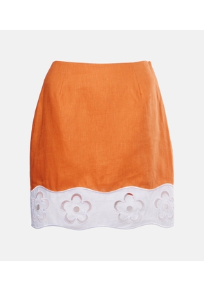 Staud Margaux broderie anglaise linen miniskirt