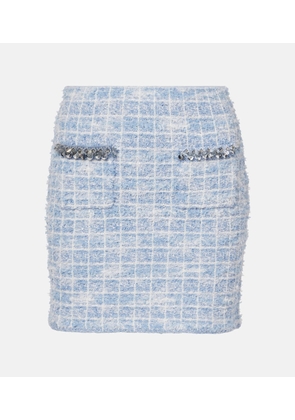 Self-Portrait Checked embellished tweed miniskirt