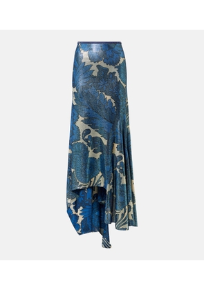Etro Printed asymmetric lame maxi skirt