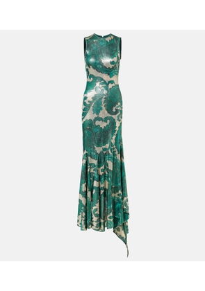Etro Paisley open-back lame maxi dress