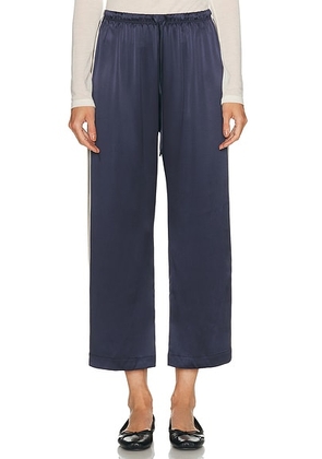 DONNI. The Silk Stripe Crop Pant in Navy - Navy. Size L (also in ).
