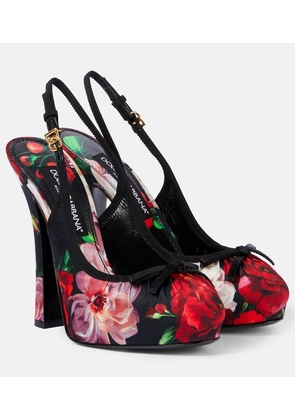 Dolce&Gabbana Vally 105 floral satin slingback pumps