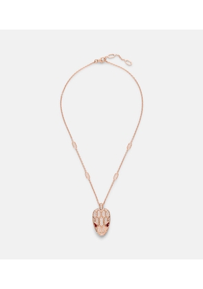 Bvlgari Serpenti Seduttori 18kt rose gold pendant necklace with diamonds and rubellites