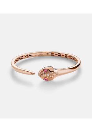 Bvlgari Serpenti 18kt rose gold bangle with diamonds and rubellites