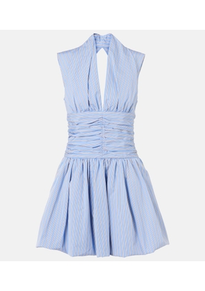 Patou Striped gathered cotton poplin minidress