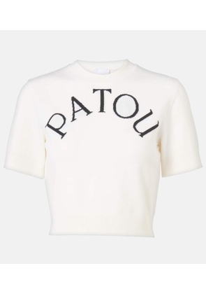Patou Logo jacquard wool-blend crop top