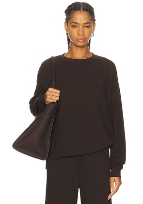 Eterne Oversized Lightweight French Terry Crewneck Sweatshirt in Espresso - Brown. Size L (also in M, S, XS).