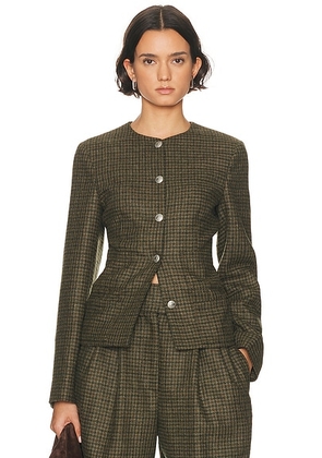 BODE Morris Houndstooth Rice Jacket in Brown & Green - Green. Size 4 (also in 6).