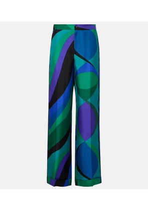 Pucci Printed silk wide-leg pants