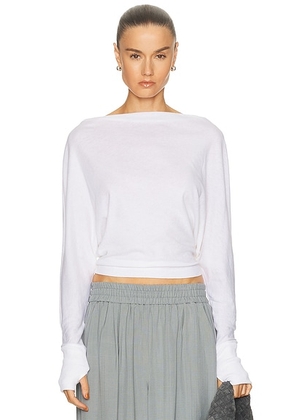 Enza Costa Cashmere Jersey Dolman Top in White - White. Size L (also in XS, S, M).