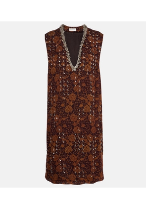 Dries Van Noten Floral embellished georgette midi dress