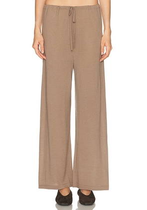 Enza Costa Tissue Cashmere Drawcord Pant in Walnut - Brown. Size L (also in M, S, XS).
