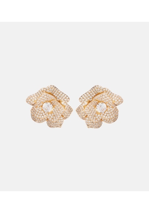 Self-Portrait Crystal-embellished flower earrings