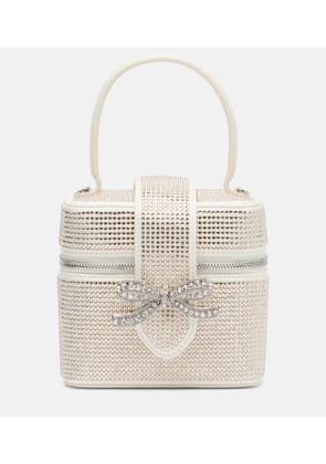 Self-Portrait Bow-detail embellished satin vanity bag