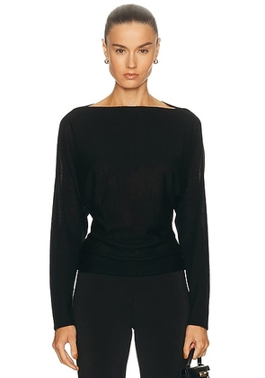 Enza Costa Tissue Cashmere Dolman Sweater in Black - Black. Size L (also in S, XS).