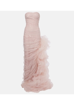 Marmar Halim Sequined ruffled tulle gown