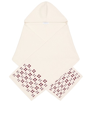 Calle Del Mar Winter Fair Isle Hoodie Scarf in Natural & Oxblood - Ivory. Size all.