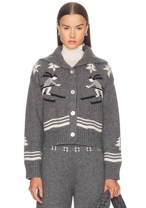 Calle Del Mar Ski Cardigan in Thunder & Multi - Grey. Size L (also in XS, S, M).