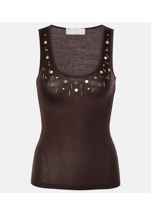 Xu Zhi Embellished wool-blend tank top