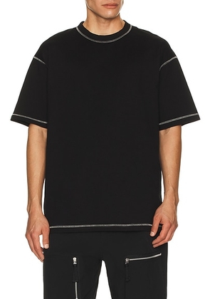 COMME des GARCONS HOMME Contrast Stitch Tee in Black - Black. Size L (also in S, M, XL/1X).