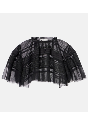 Xu Zhi Lace-trimmed caped mesh crop top