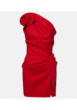 Magda Butrym Floral-applique ruched one-shoulder minidress