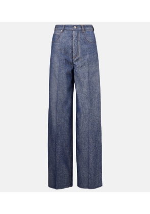 Bottega Veneta Trompe l'oil wool and cotton wide-leg pants