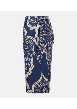 Johanna Ortiz Printed cotton poplin wrap skirt