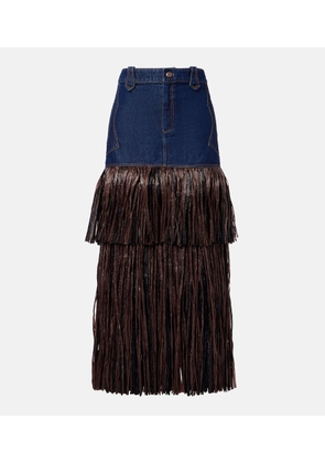 Johanna Ortiz Fringed denim maxi dress