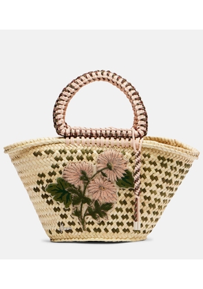 Alemais Sage Medium embellished raffia tote bag