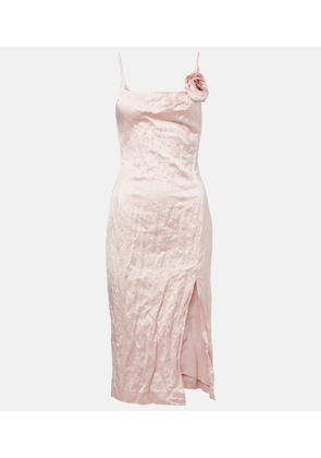 Blumarine Floral-applique satin midi dress