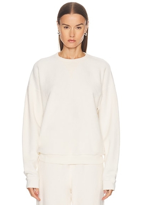 Eterne Classic Reverse French Terry Crew Sweatshirt in Cream - Cream. Size L (also in M, S, XL, XS).