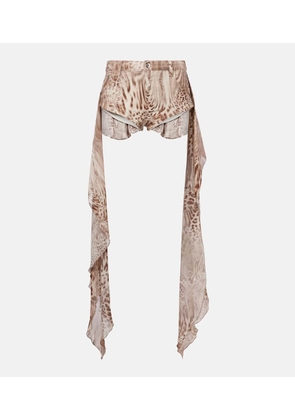 Blumarine Draped leopard-print cotton shorts