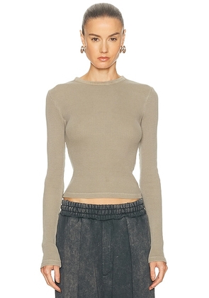 Citizens of Humanity Pillar Waffle Crewneck Top in Bezal - Grey. Size L (also in XS, S, M, XL).